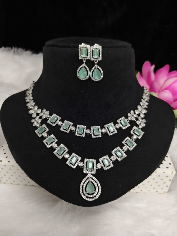 American Diamond Necklace - GREEN
