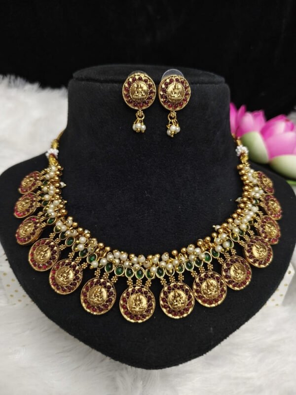 Lakshmi coins necklace with earrings – MIXED