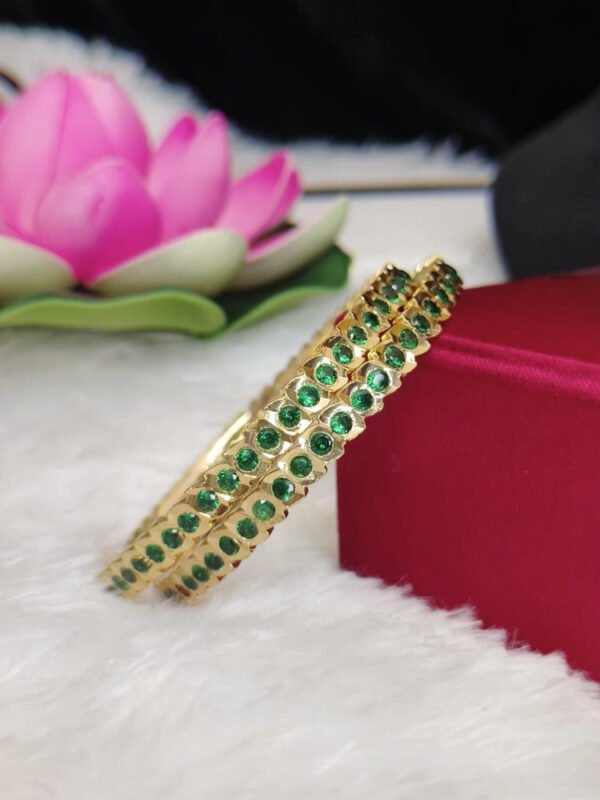 Gold replica stone bangles - GREEN