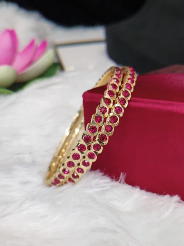 Gold replica stone bangles - RANI PINK