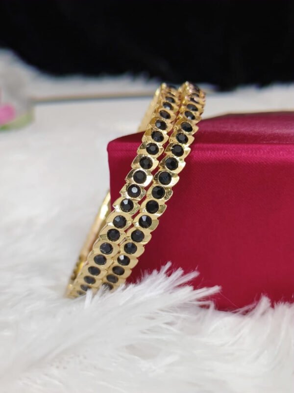 Gold replica stone bangles - BLACK