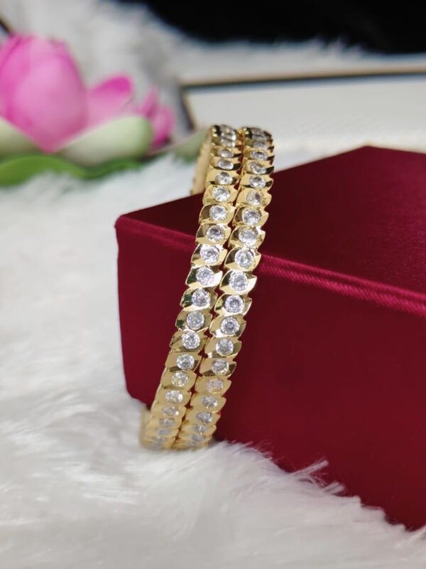 Gold replica stone bangles - WHITE