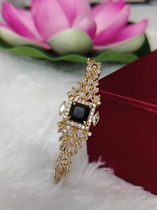 AD stone kada bangle - BLACK