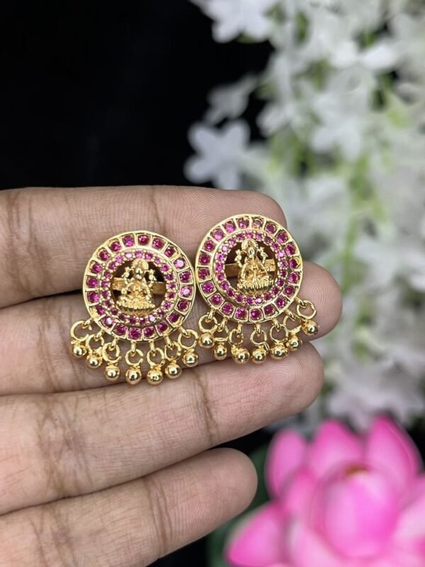 Gold like Lakshmi earrings - PINK