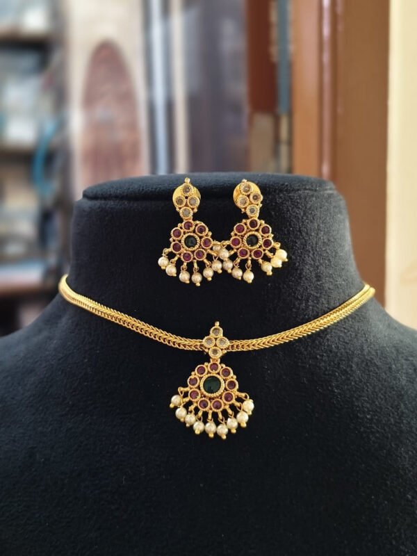 Antique attigai and earrings with back chain