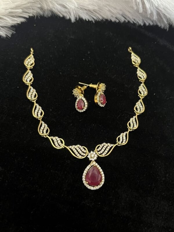 AD Stones Necklace - RED