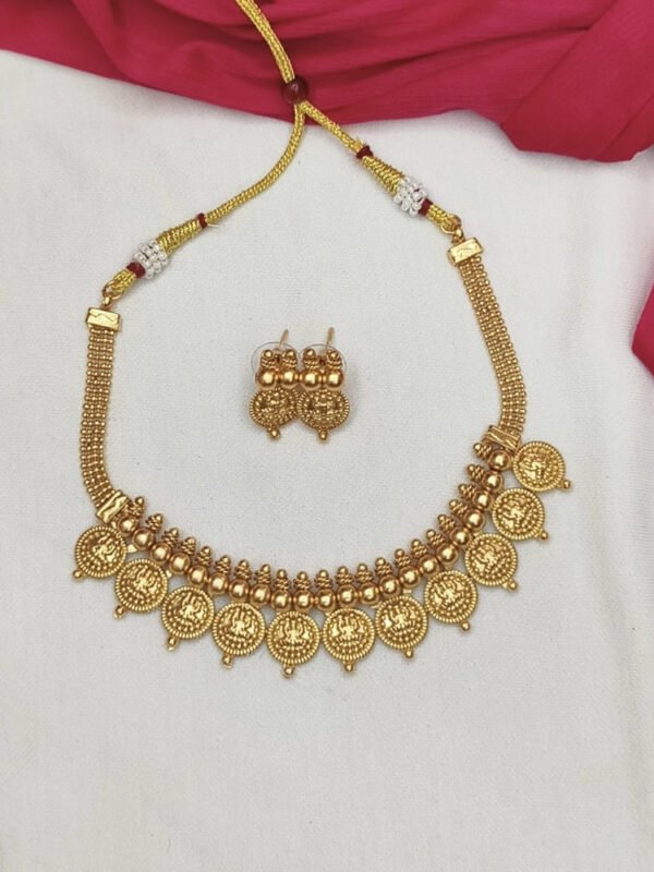 Lakshmi coin necklace with earrings