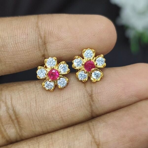 Pink with white stones studs