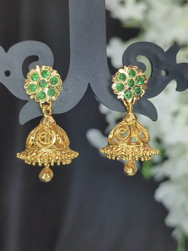 Green stone studs with jumkas