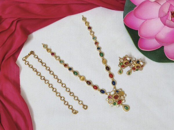 Premium Navratna necklace with earrings