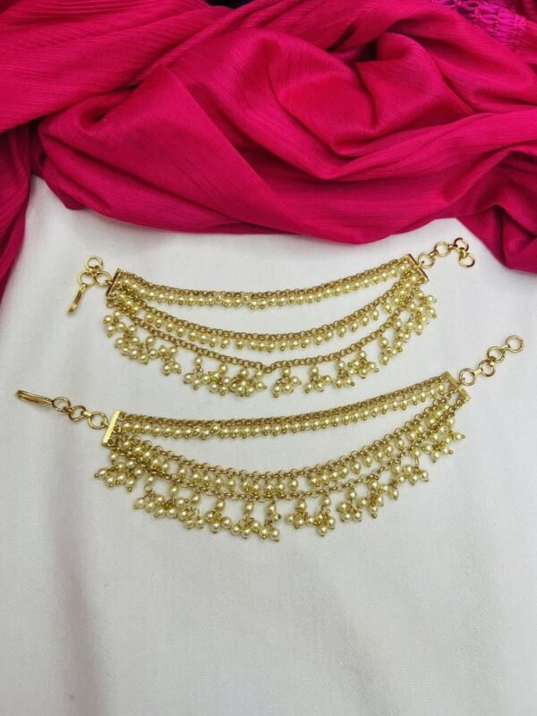 3 layer pearl bridal earchain