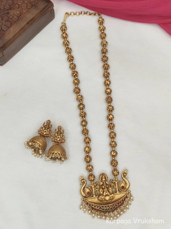 Antique Lakshmi mala with jumkas.