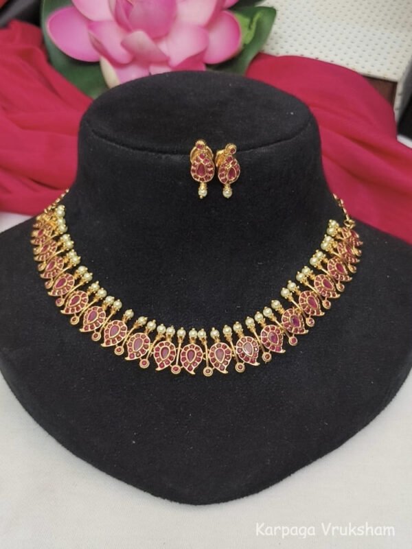 Ruby mango necklace with studs