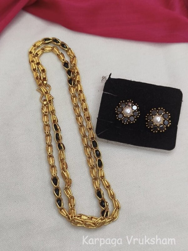 Black crystal chain with studs combo