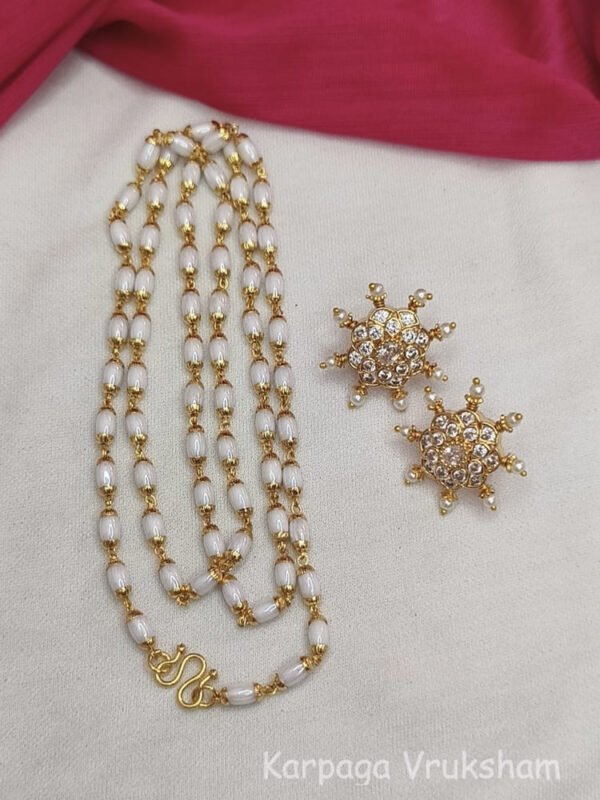 Pearl mala with Pearl studs