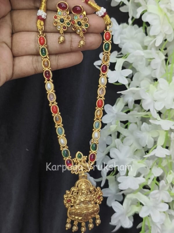Antique Lakshmi Navratna necklace with earrings
