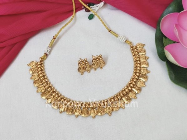 Lakshmi coin fusion necklace with studs