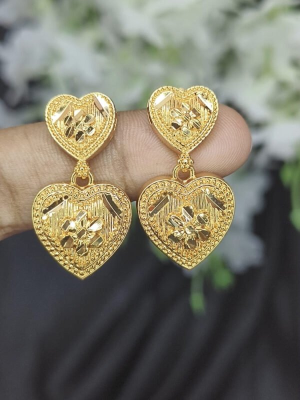 Gold like heart hanging earrings