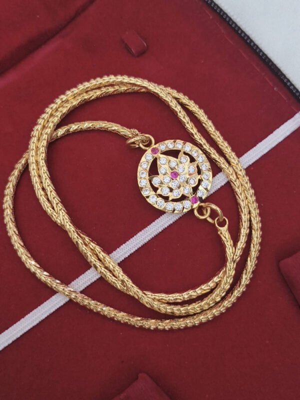 Impon Lotus stone mugappu chain