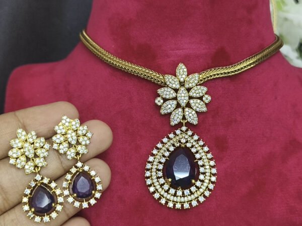 Premium AD stones antique set – Lavender