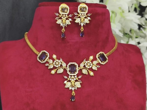 Premium AD stone necklace with earrings