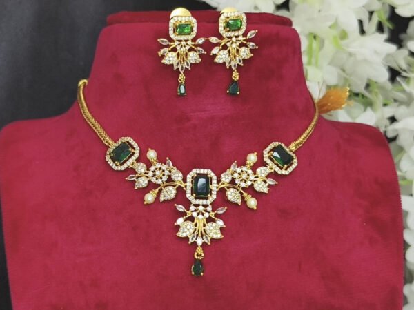 Premium AD stone necklace with earrings