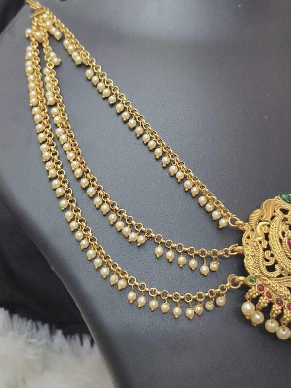 Antique Royal Lakshmi Jada Bila with 3-layer Matal - Image 3