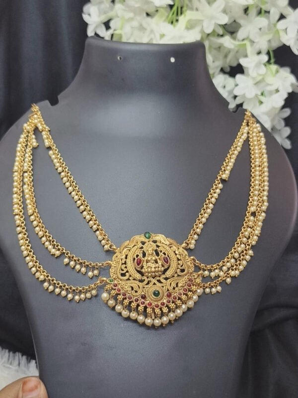 Antique Royal Lakshmi Jada Bila with 3-layer Matal