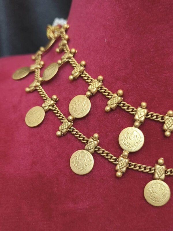 Antique 2 layer coin necklace with earrings - Image 3