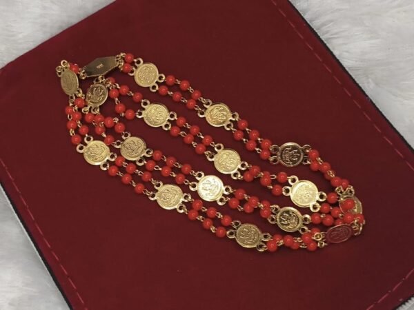 2 Layer Lakshmi coin coral chain
