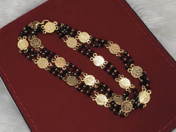 Lakshmi coins with 2-layer crystal chain