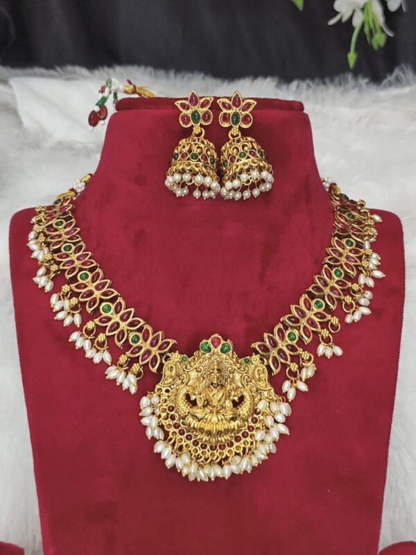 Antique Lakshmi necklace with jumkas