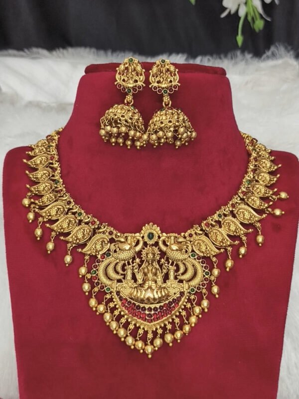 Antique Lakshmi statement necklace with jumkas