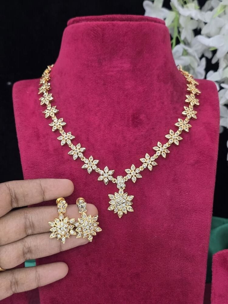 Diamond Replica Impon Necklace With Earrings