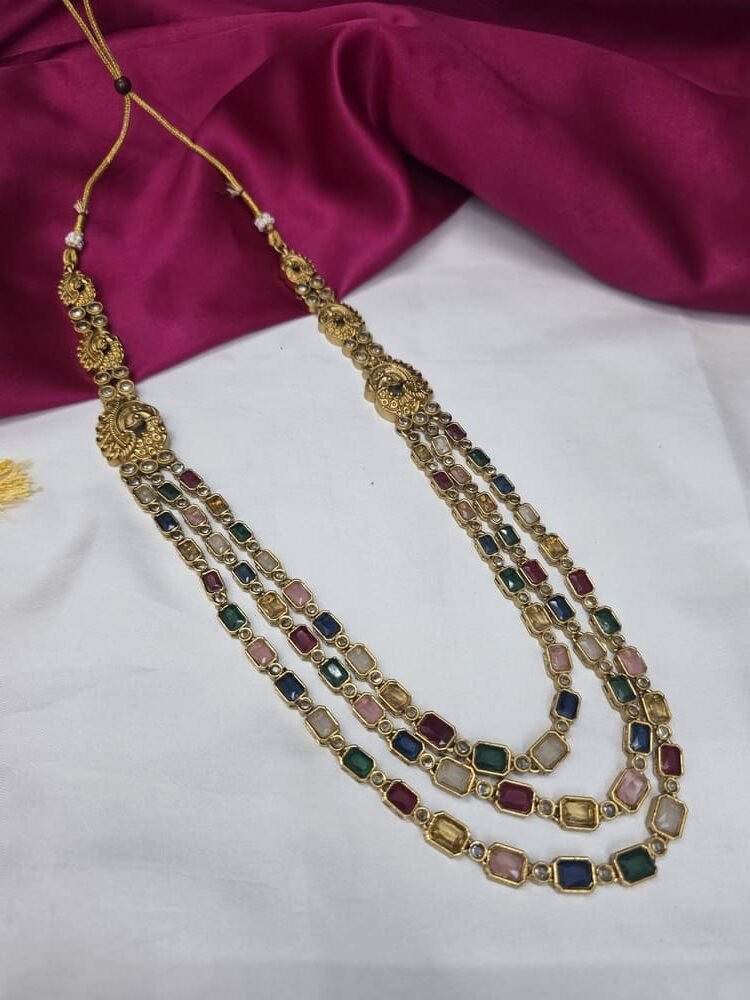 Antique layer haram with pastel colour stones - Image 2