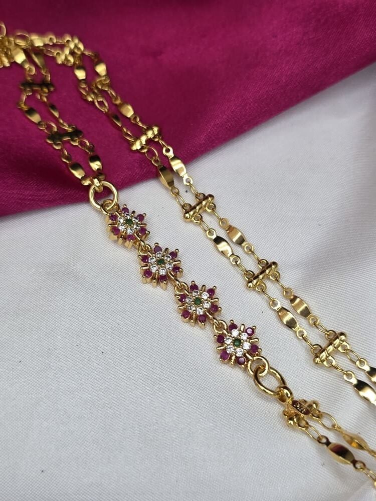 2 - Line AD Stone Mugappu Chain - Image 2