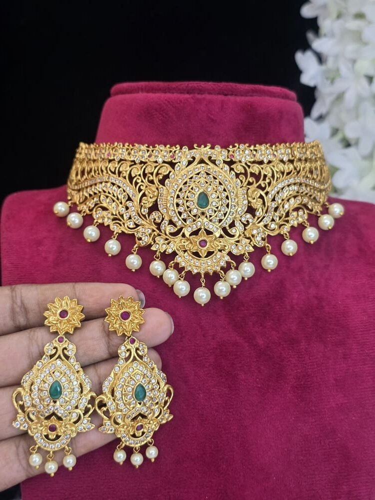 Premium Antique Heavy Bridal Choker with Earrings