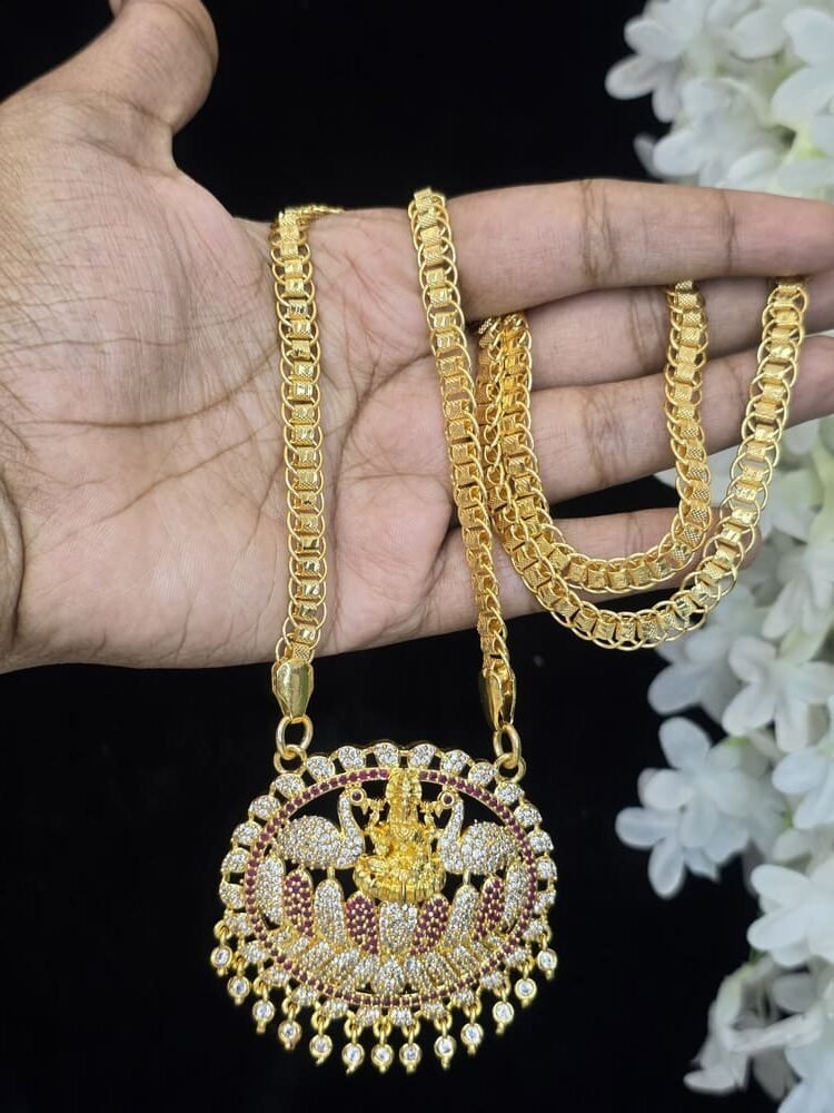 AD Stones Lakshmi Dollar Chain Big Size